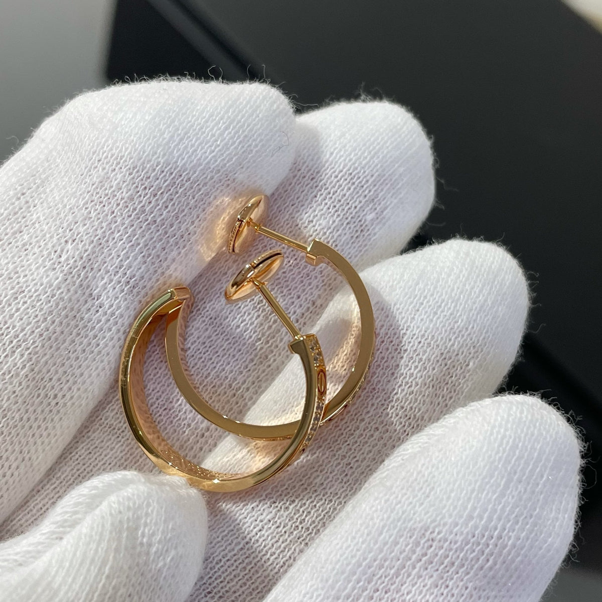 [⭐Novea]LOVE DIAMOND PINK GOLD HOOP EARRINGS