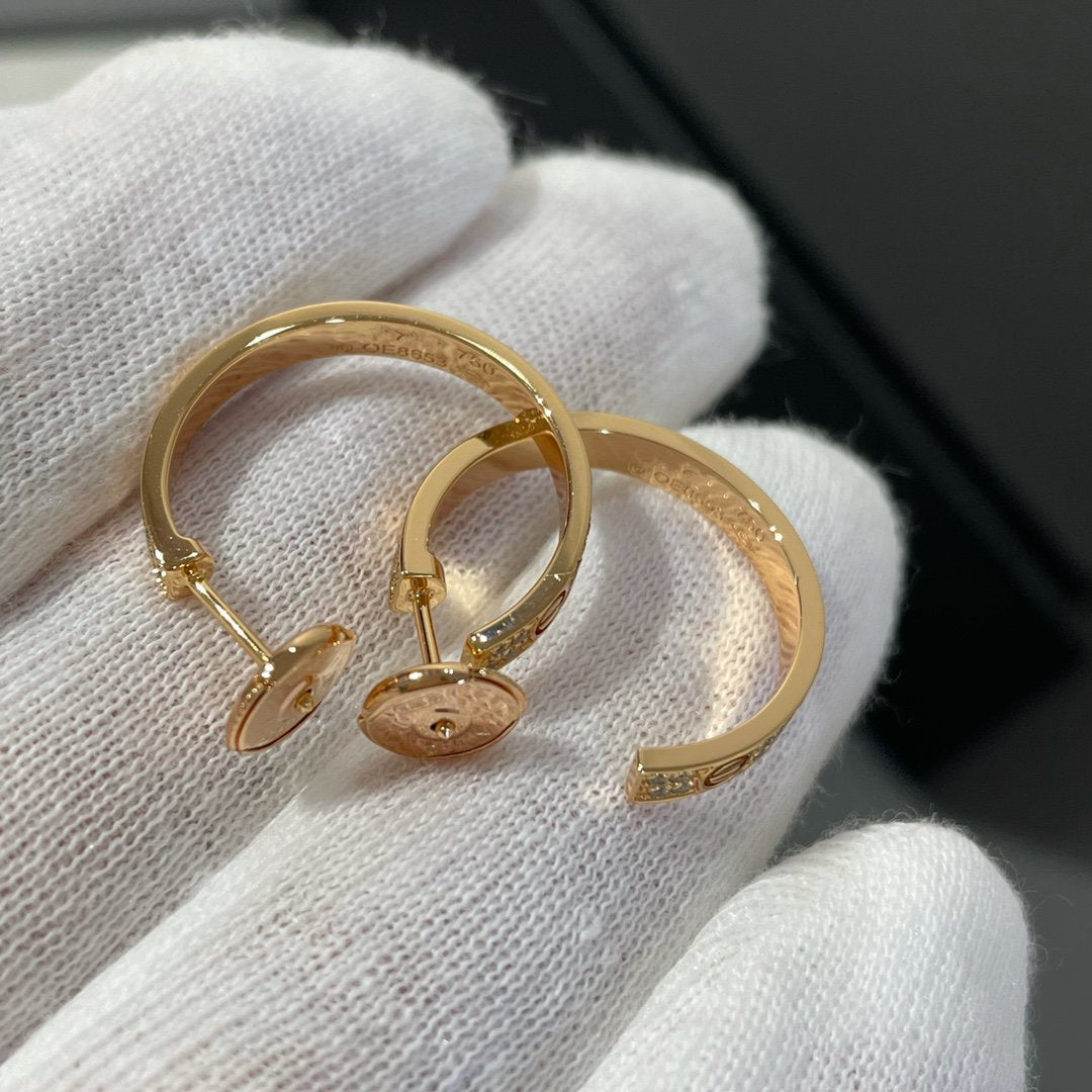 [⭐Novea]LOVE DIAMOND PINK GOLD HOOP EARRINGS