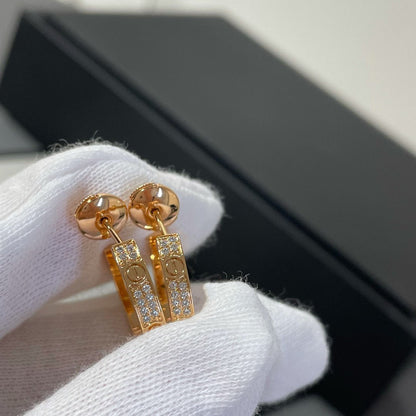 [⭐Novea]LOVE DIAMOND PINK GOLD HOOP EARRINGS