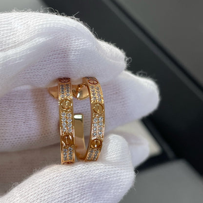 [⭐Novea]LOVE DIAMOND PINK GOLD HOOP EARRINGS