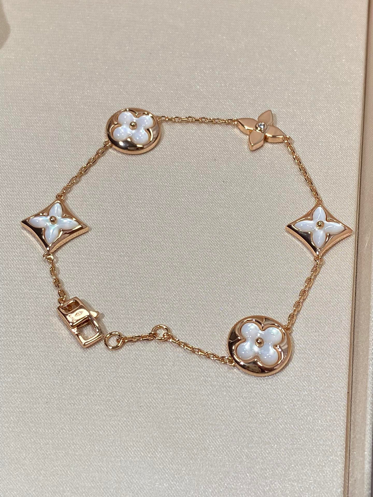 [⭐Novea]STAR AND SUN 5 MOTIF MOP PINK GOLD BRACELET