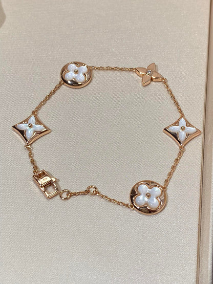 [⭐Novea]STAR AND SUN 5 MOTIF MOP PINK GOLD BRACELET