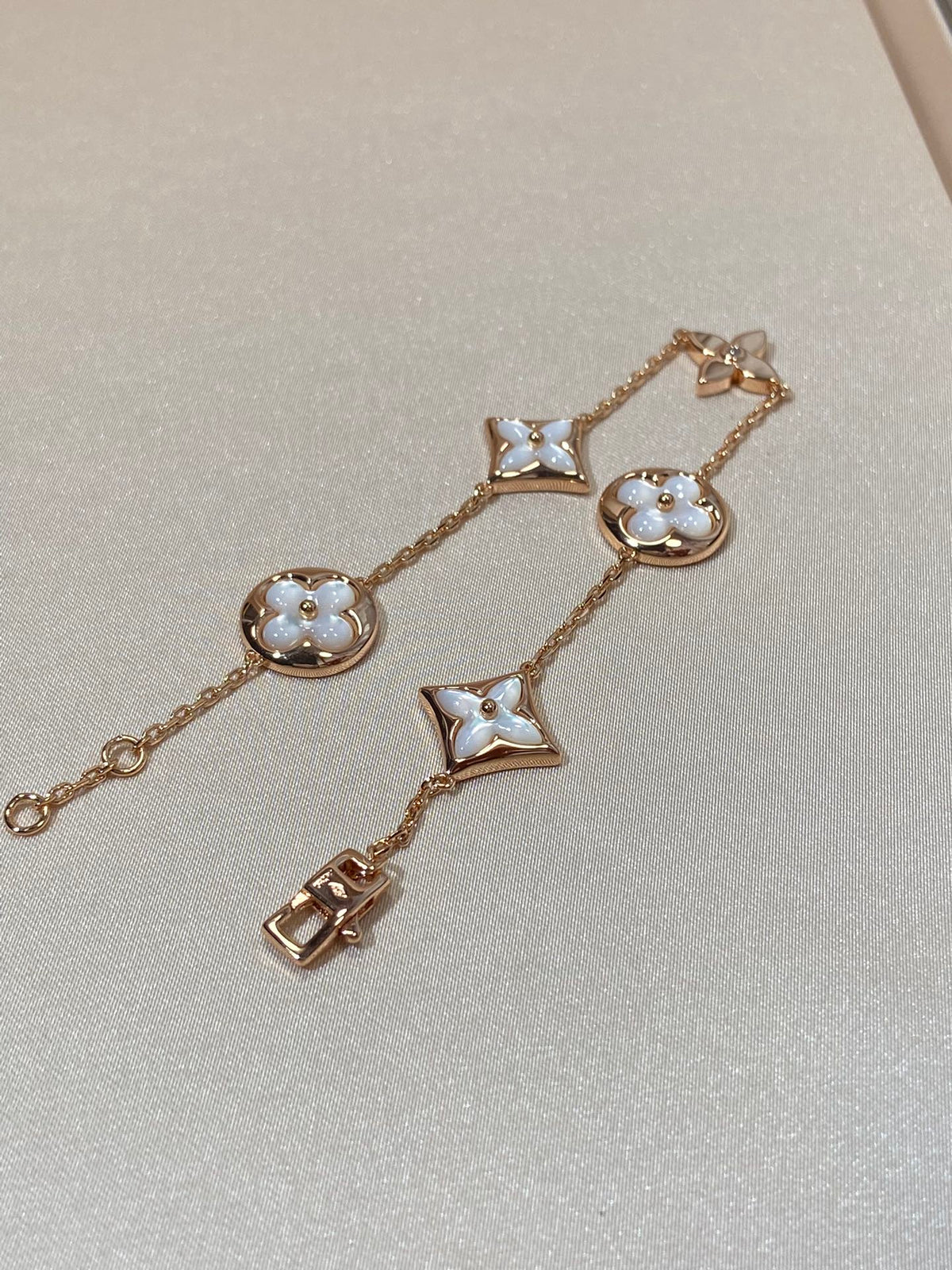 [⭐Novea]STAR AND SUN 5 MOTIF MOP PINK GOLD BRACELET