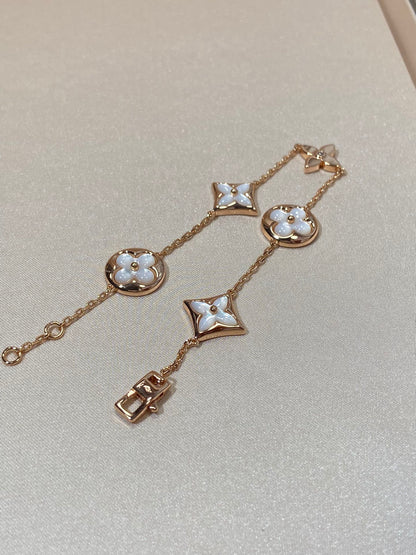 [⭐Novea]STAR AND SUN 5 MOTIF MOP PINK GOLD BRACELET