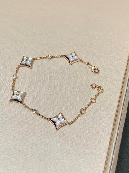 [⭐Novea]STAR 4 MOTIF MOP DIAMOND PINK GOLD BRACELET