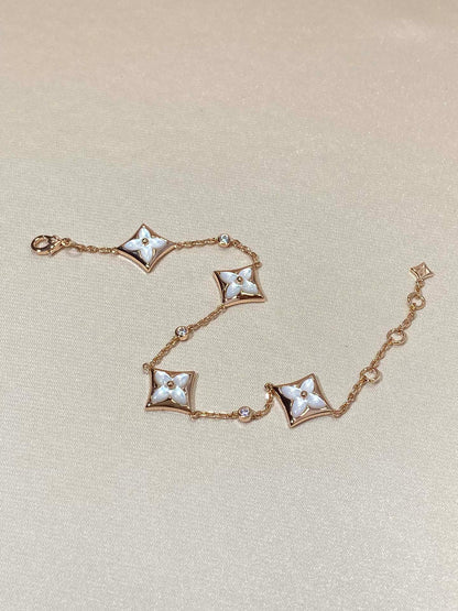 [⭐Novea]STAR 4 MOTIF MOP DIAMOND PINK GOLD BRACELET