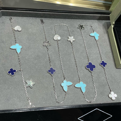 [⭐Novea]LUCKY CLOVER SILVER 11 MOTIF NECKLACE