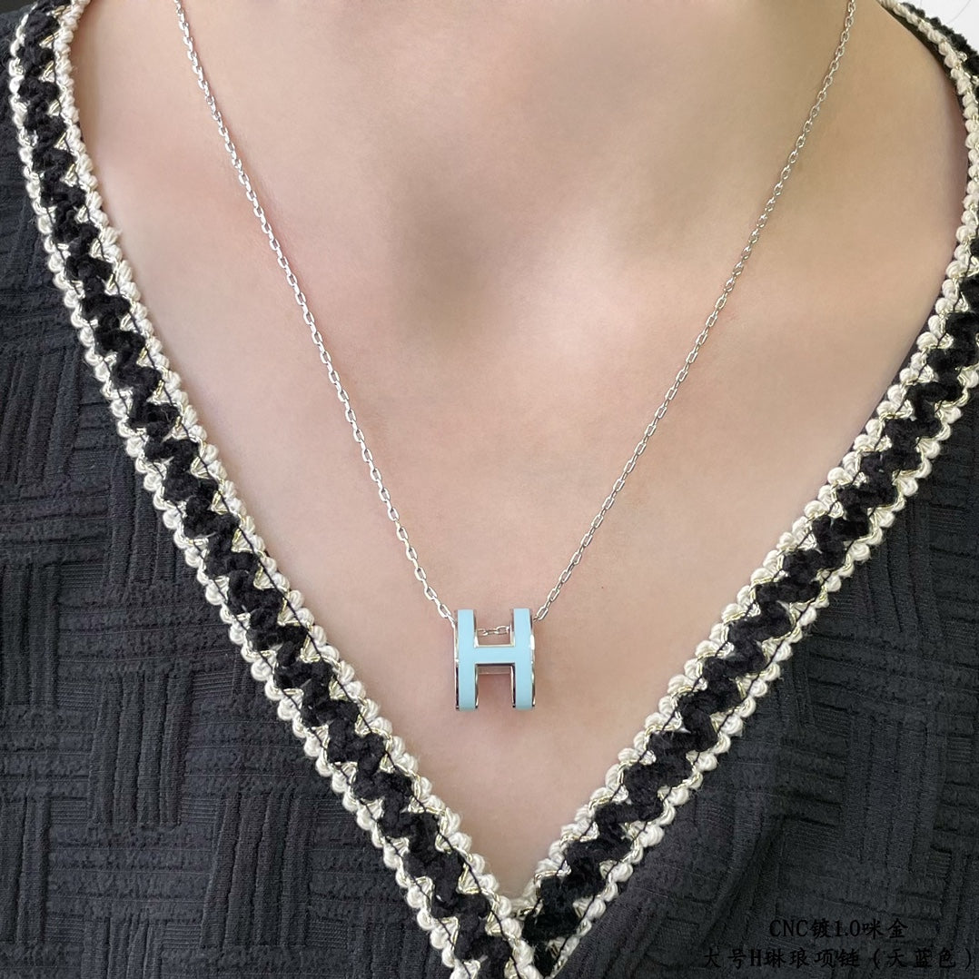 [⭐Novea]POP H SKY BLUE NECKLACE