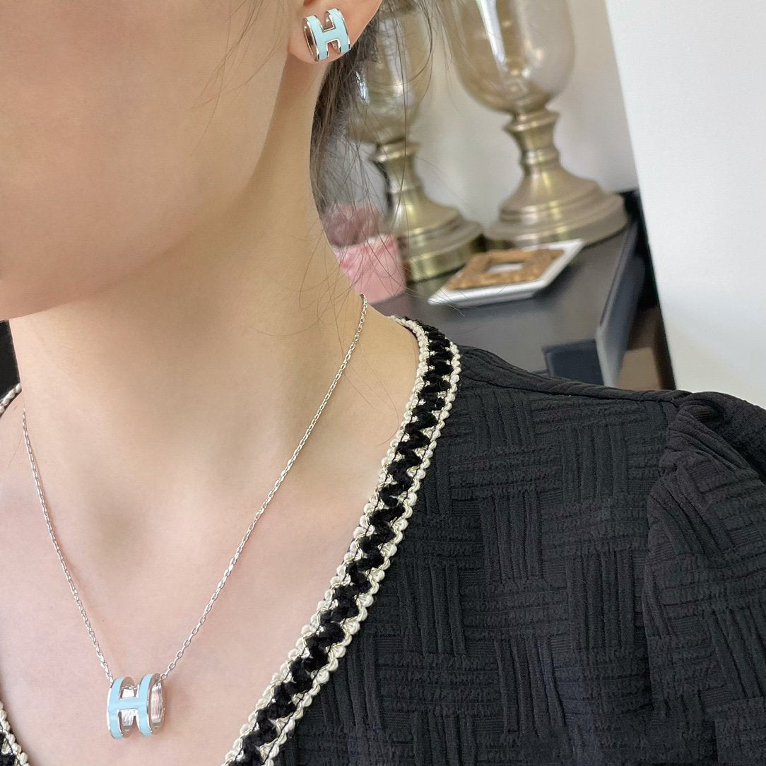 [⭐Novea]POP H SKY BLUE NECKLACE