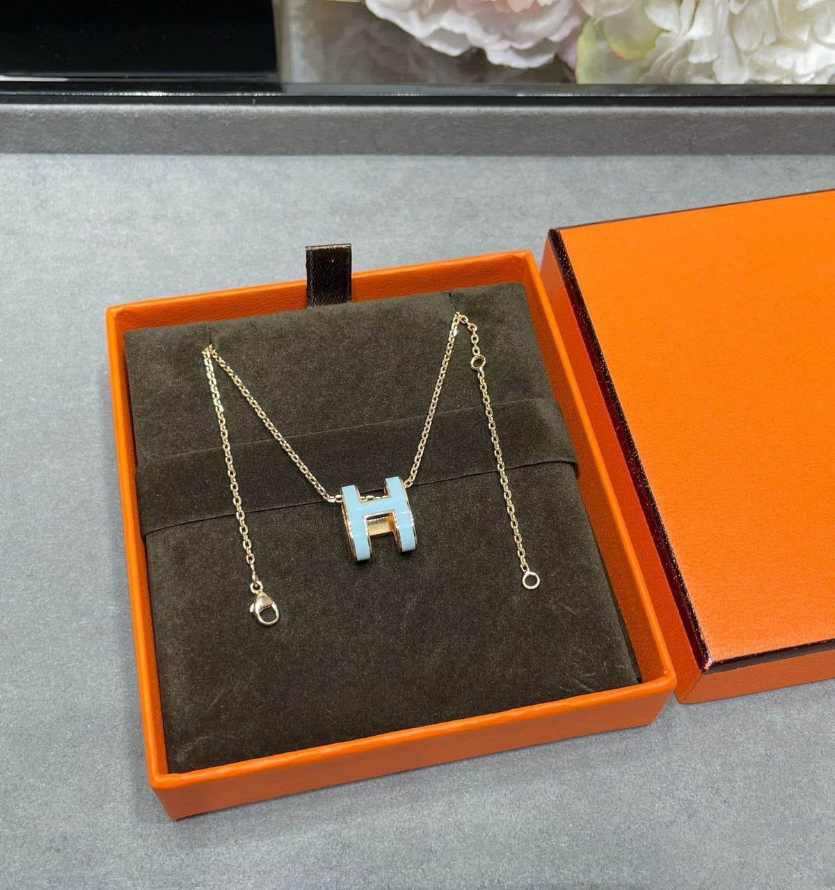 [⭐Novea]POP H SKY BLUE NECKLACE