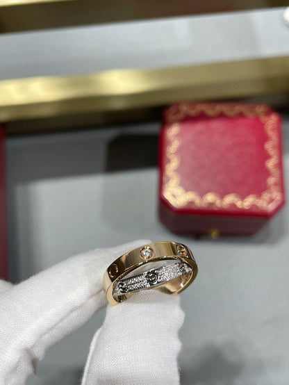[⭐Novea]LOVE PINK GOLD SILVER DIAMOND DOUBLE RING