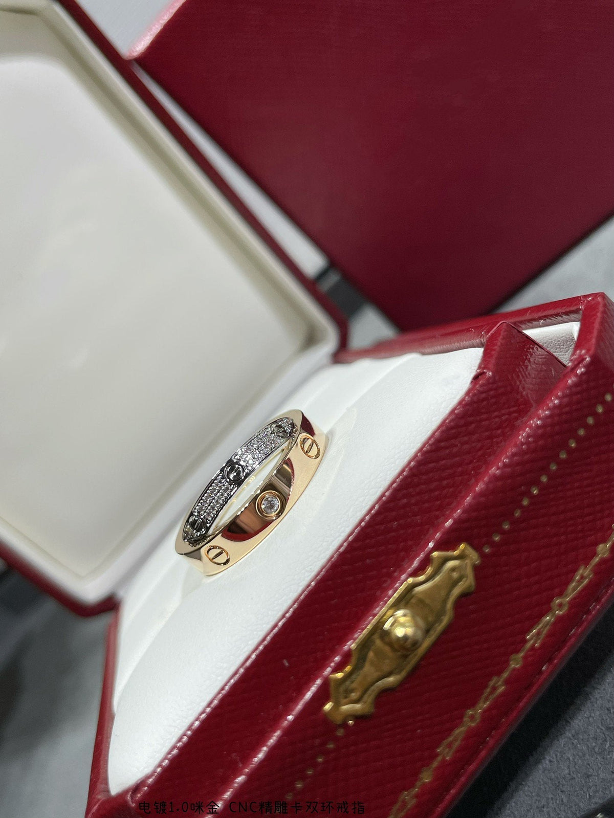 [⭐Novea]LOVE PINK GOLD SILVER DIAMOND DOUBLE RING