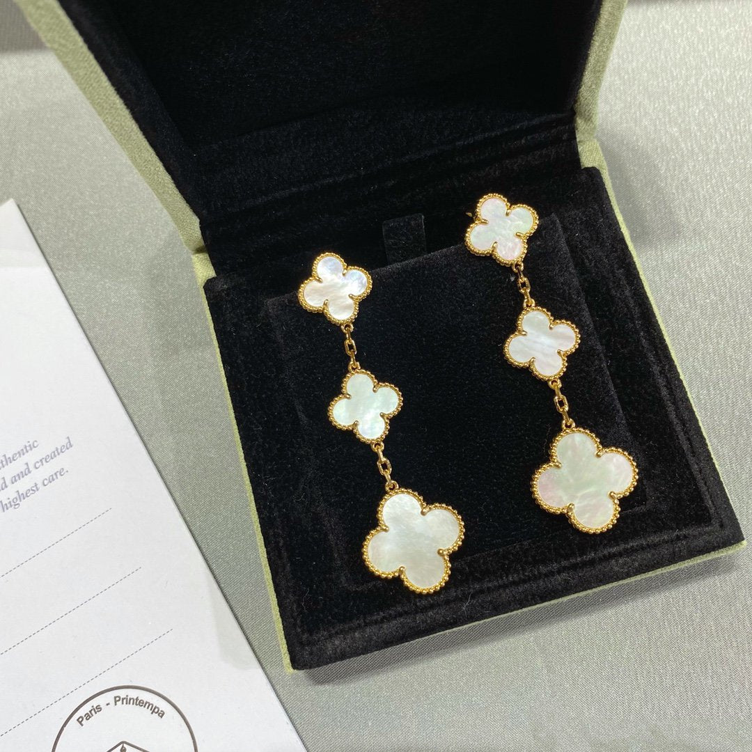 [⭐Novea]CLOVER MOP 3 MOTIFS GOLD EARRINGS