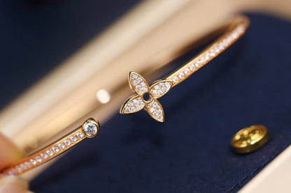 [⭐Novea]IDYLLE PINK GOLD OPEN BRACELET DIAMOND PAVED