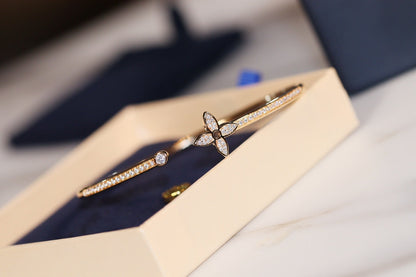 [⭐Novea]IDYLLE GOLD OPEN BRACELET DIAMOND PAVED
