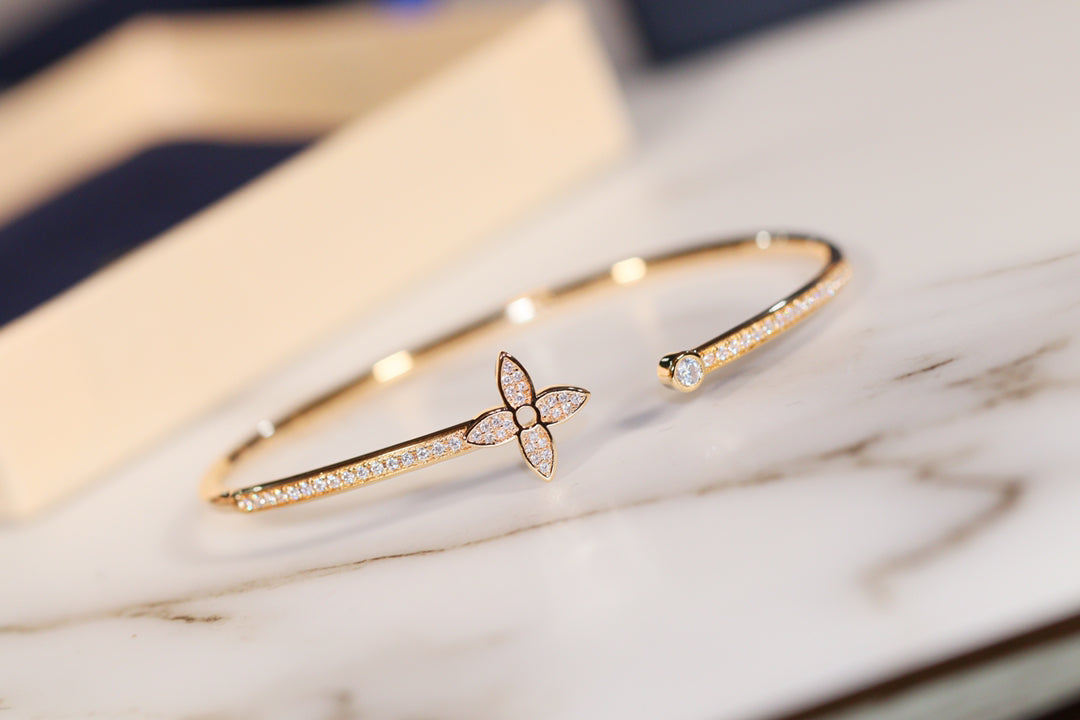 [⭐Novea]IDYLLE GOLD OPEN BRACELET DIAMOND PAVED