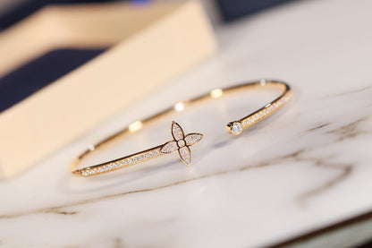 [⭐Novea]IDYLLE GOLD OPEN BRACELET DIAMOND PAVED