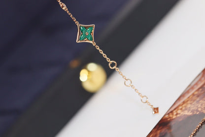 [⭐Novea]STAR AND SUN 4 MOTIF PINK GOLD MALACHITE BRACELET