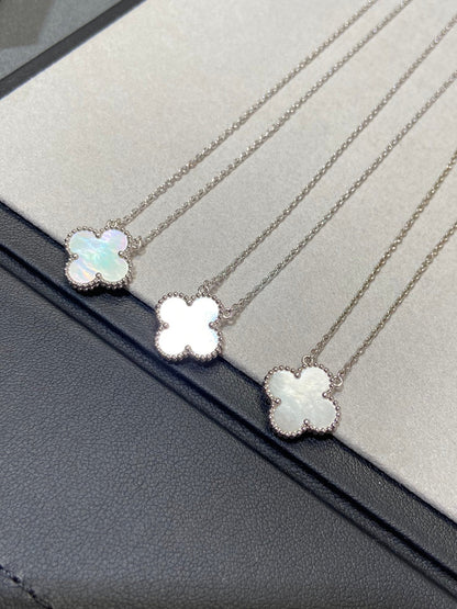 [⭐Novea]CLOVER MEDIUM SILVER WHITE MOP NECKLACE