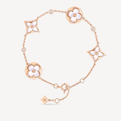 [⭐Novea]STAR AND SUN 4 MOTIF WHITE MOP PINK GOLD BRACELET