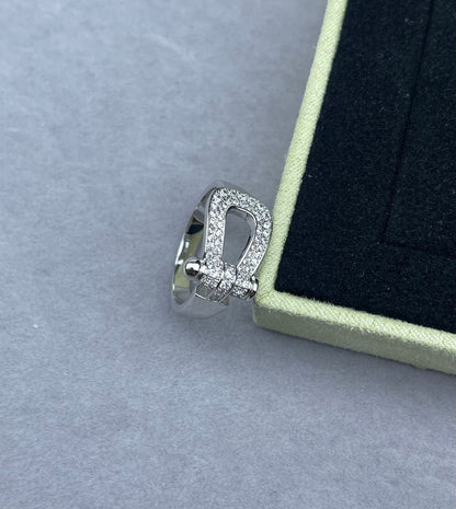 [⭐Novea]Wide Hoof-Shaped Diamond-Studded Ring