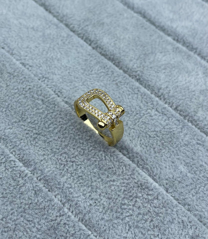 [⭐Novea]Wide Hoof-Shaped Diamond-Studded Ring