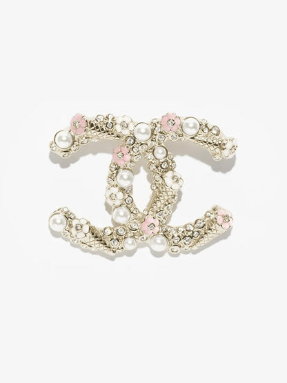 [⭐Novea]26C Pink-White Enamel Ice Cream Cone Double C Brooch