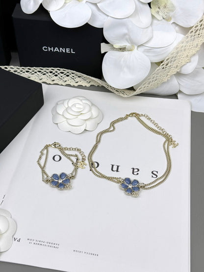 [⭐Novea]VOLTE New Blue Floral Double-Layer Bracelet