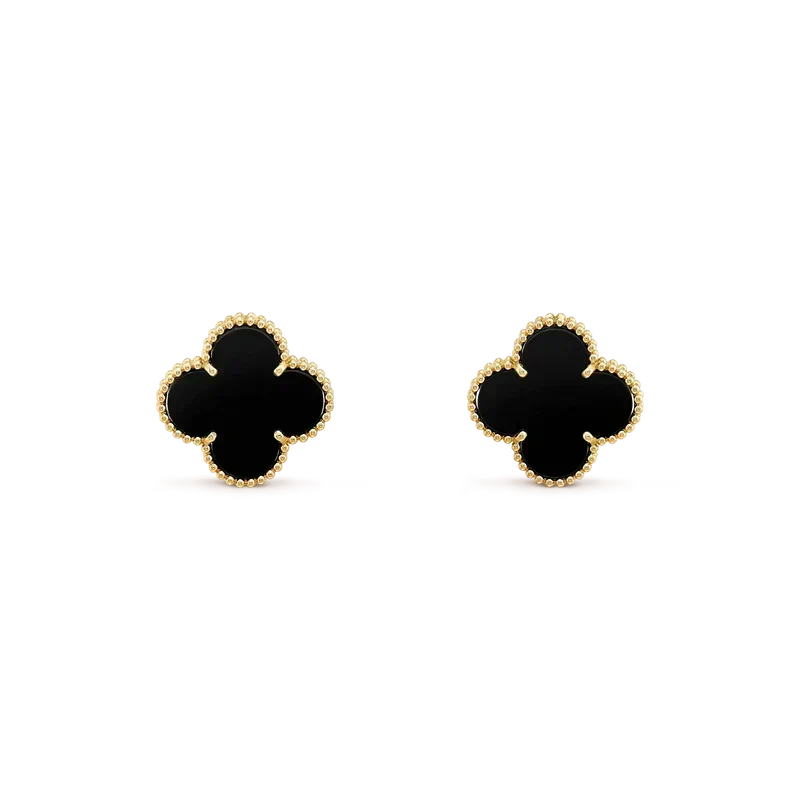 [⭐Novea]CLOVER MEDIUM 1 MOTIFS  ONYX STUD EARRINGS