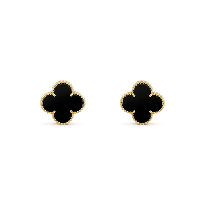 [⭐Novea]CLOVER MEDIUM 1 MOTIFS  ONYX STUD EARRINGS