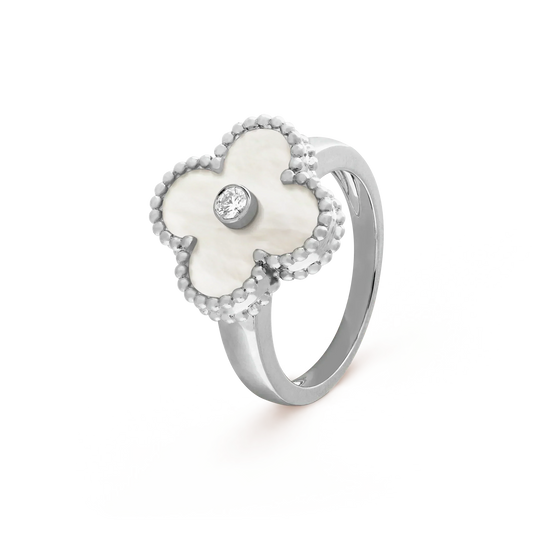 [⭐Novea]CLOVER SILVER MOP DIAMOND RING