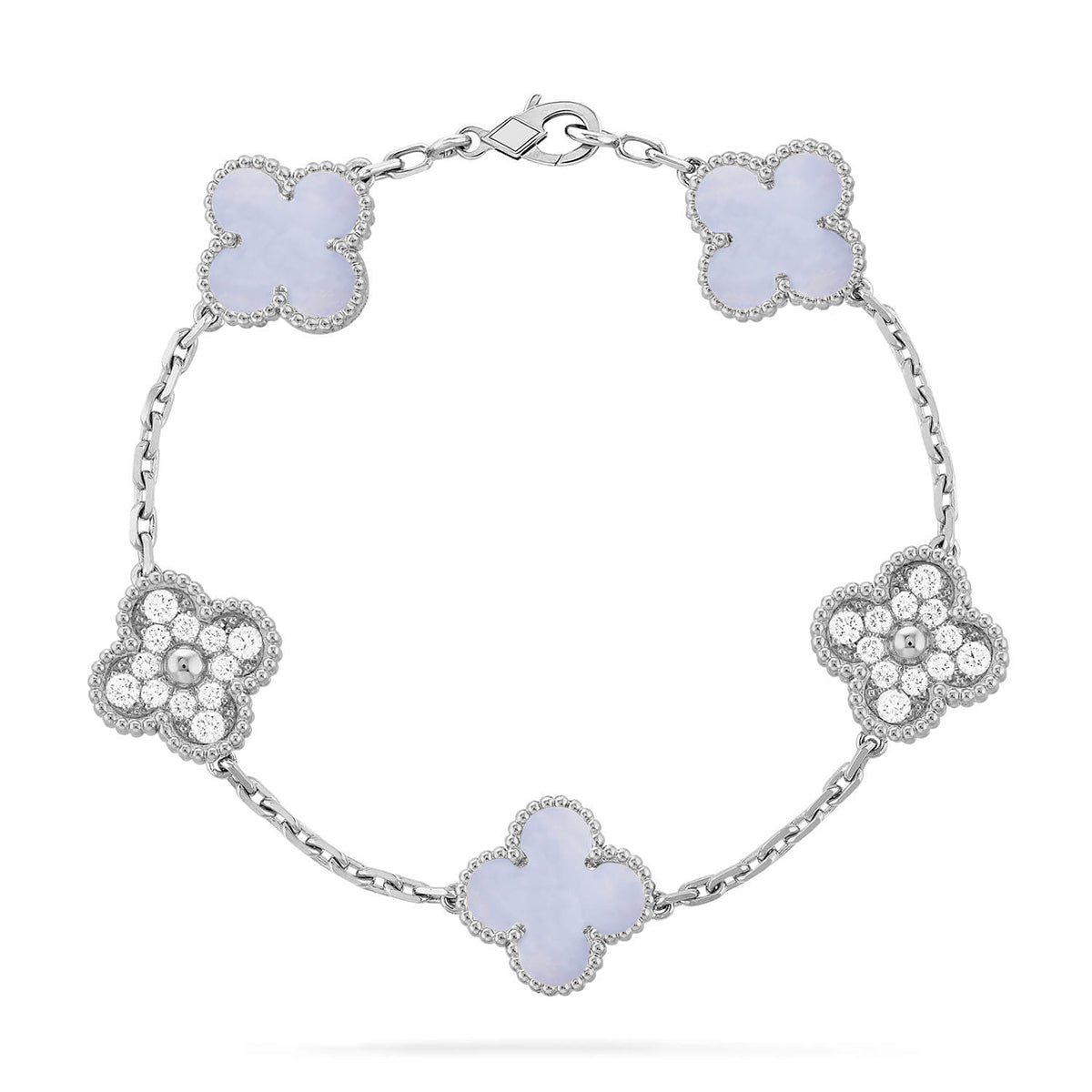 [⭐Novea] CLOVER 5 MOTIF PURPLE CHALCEDONY BRACELET COLLECTION