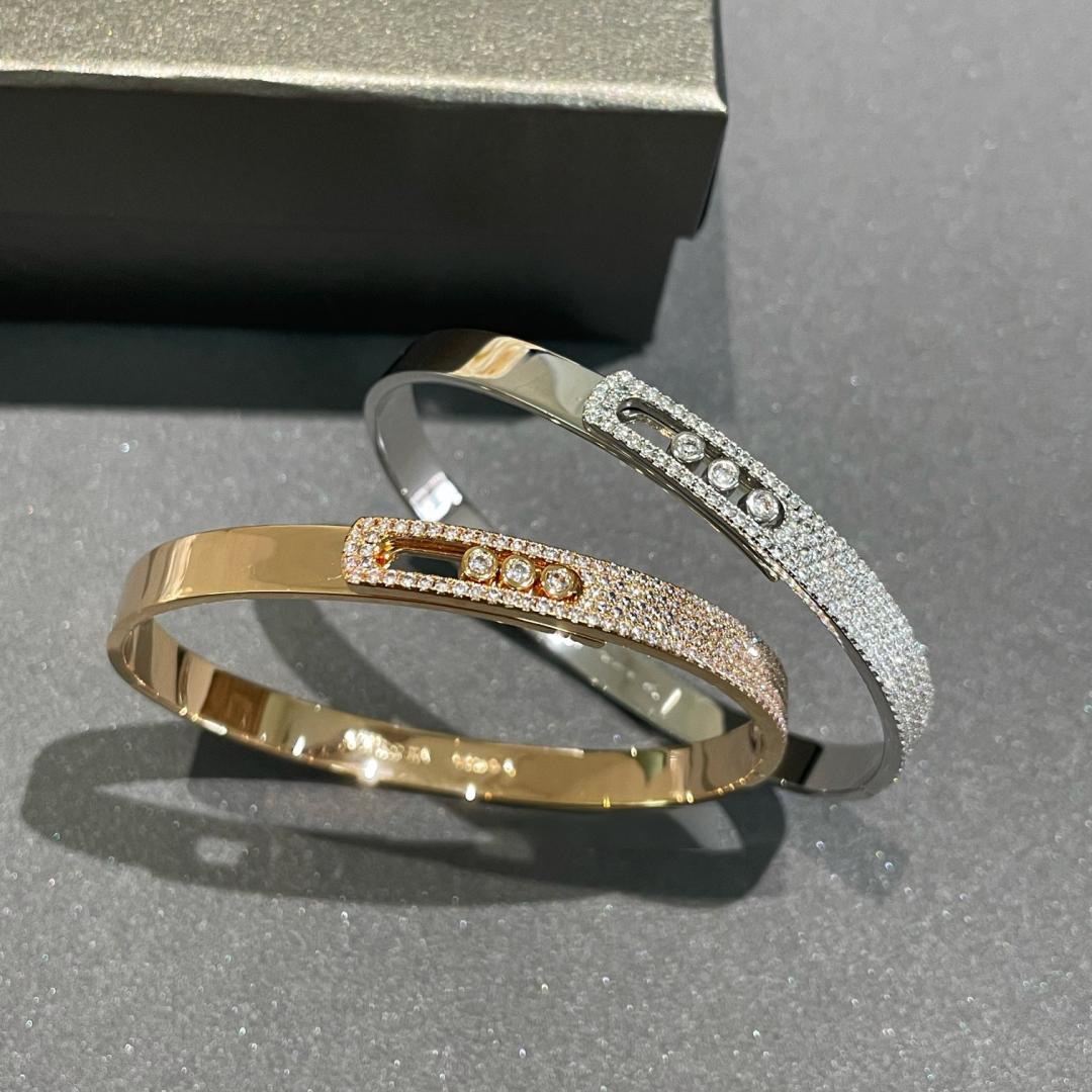 [⭐Novea]Move Noa Rose Gold Pavé Diamond Bangle Bracelet