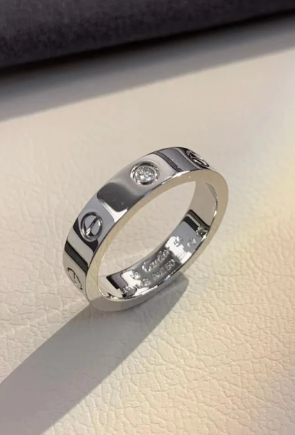 [⭐Novea]LOVE RING 4MM 1 DIAMOND SILVER