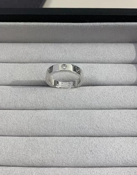 [⭐Novea]LOVE RING 4MM 1 DIAMOND SILVER