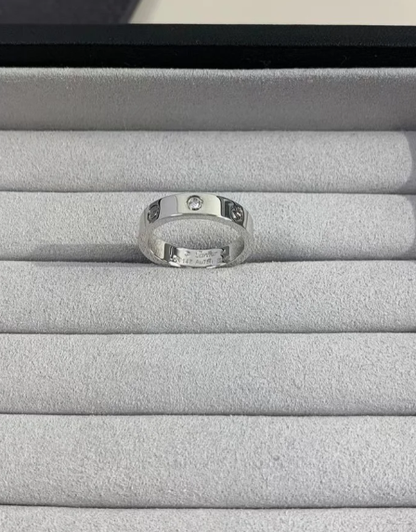 [⭐Novea]LOVE RING 4MM 1 DIAMOND SILVER