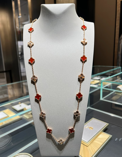 [⭐Novea]CLOVER 20 MOTIFS LASER CARNELIAN NECKLACE