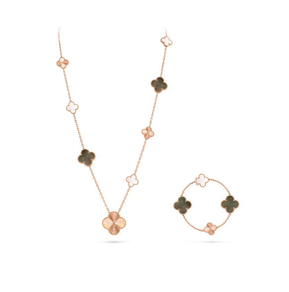 [⭐Novea]DETACHABLE CLOVER 15(11+4) FLOWER SILVER NECKLACE SET