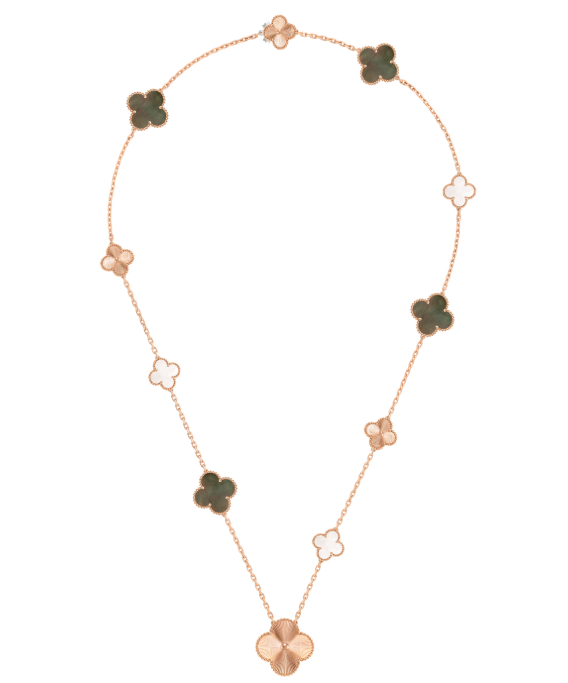 [⭐Novea]DETACHABLE CLOVER 15(11+4) FLOWER SILVER NECKLACE SET