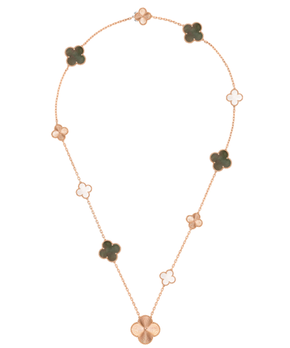 [⭐Novea]DETACHABLE CLOVER 15(11+4) FLOWER SILVER NECKLACE SET