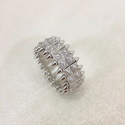 [⭐Novea]CLASH DOUBLE-ROW RIVET RING WITH DIAMOND SETTING