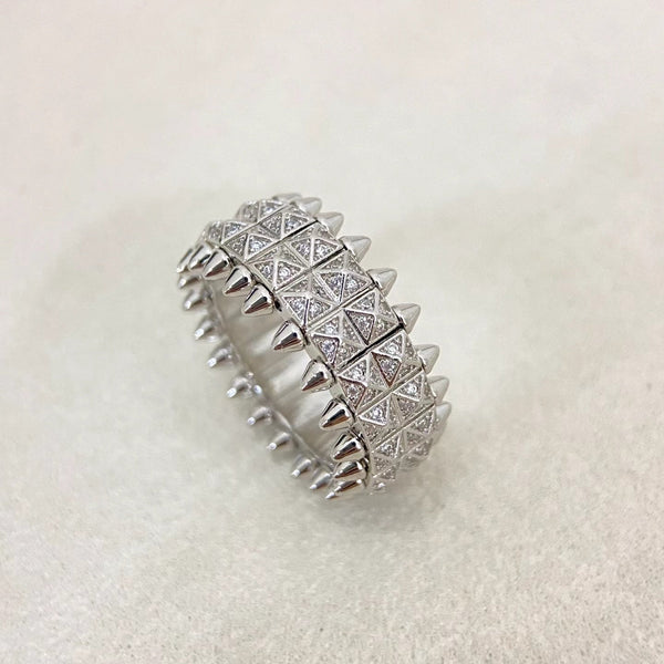 [⭐Novea]CLASH DOUBLE-ROW RIVET RING WITH DIAMOND SETTING