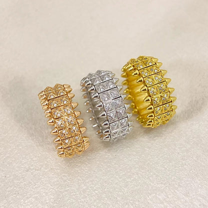 [⭐Novea]CLASH DOUBLE-ROW RIVET RING WITH DIAMOND SETTING