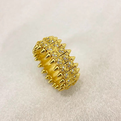 [⭐Novea]CLASH DOUBLE-ROW RIVET RING WITH DIAMOND SETTING