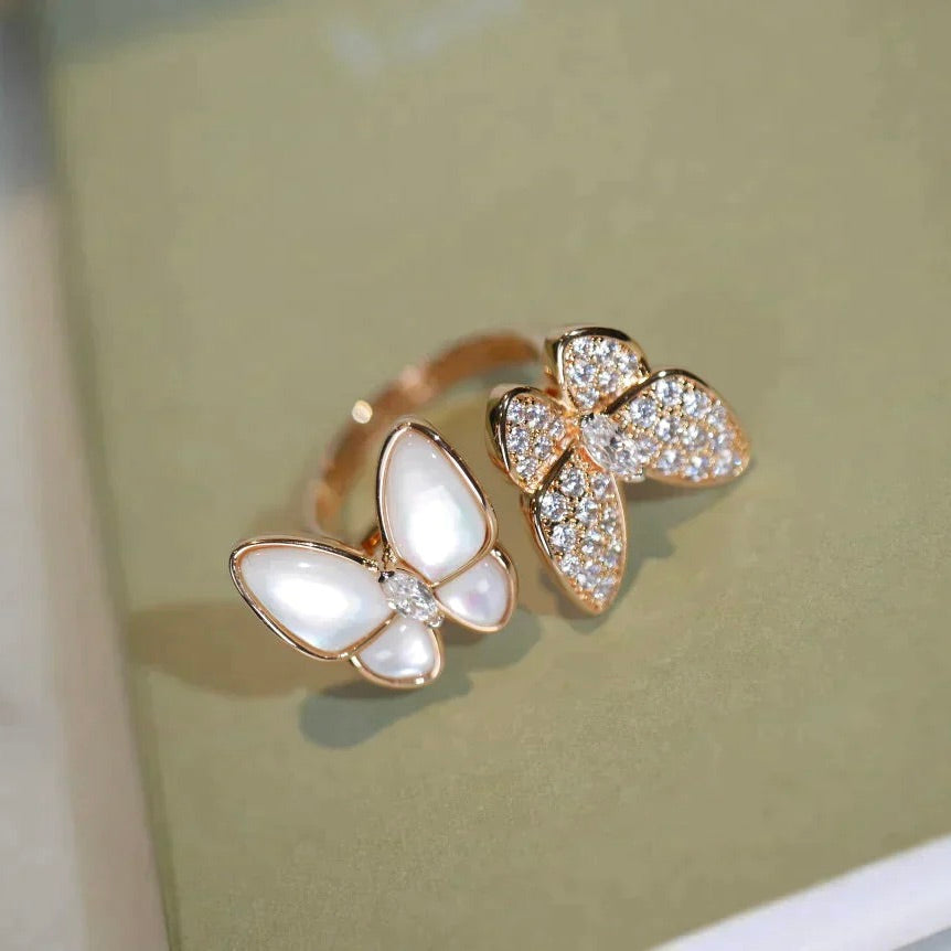 [⭐Novea]TWIN BUTTERFLY DIAMOND MOP RING