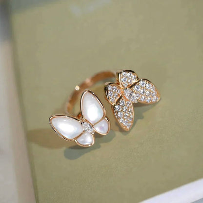 [⭐Novea]TWIN BUTTERFLY DIAMOND MOP RING