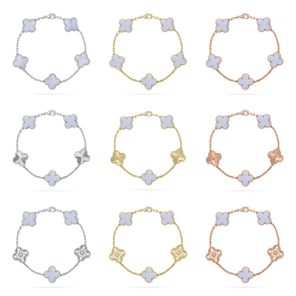 [⭐Novea] CLOVER 5 MOTIF PURPLE CHALCEDONY BRACELET COLLECTION