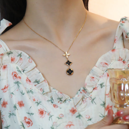 [⭐Novea]STAR AND SUN ONYX PINK GOLD NECKLACE