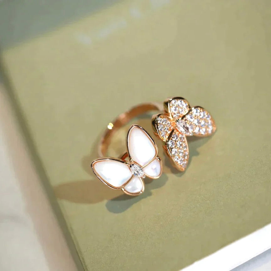 [⭐Novea]TWIN BUTTERFLY DIAMOND MOP RING