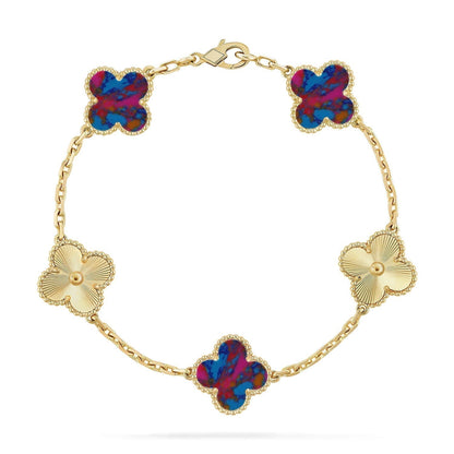 [⭐Novea]CLOVER 5 MOTIF COLOR GEMSTONES BRACELET COLLECTION